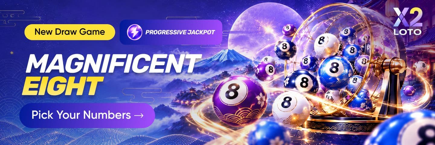 Magnificent Eight is a new draw-based lottery at X2 LOTO featuring an accumulating jackpot.